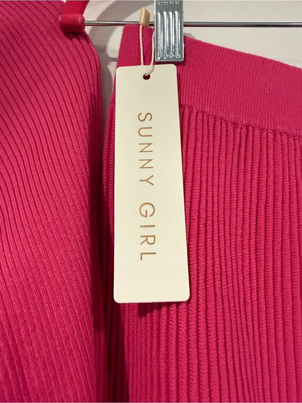 NWT Hot pink sweater shirt and skirt matching set